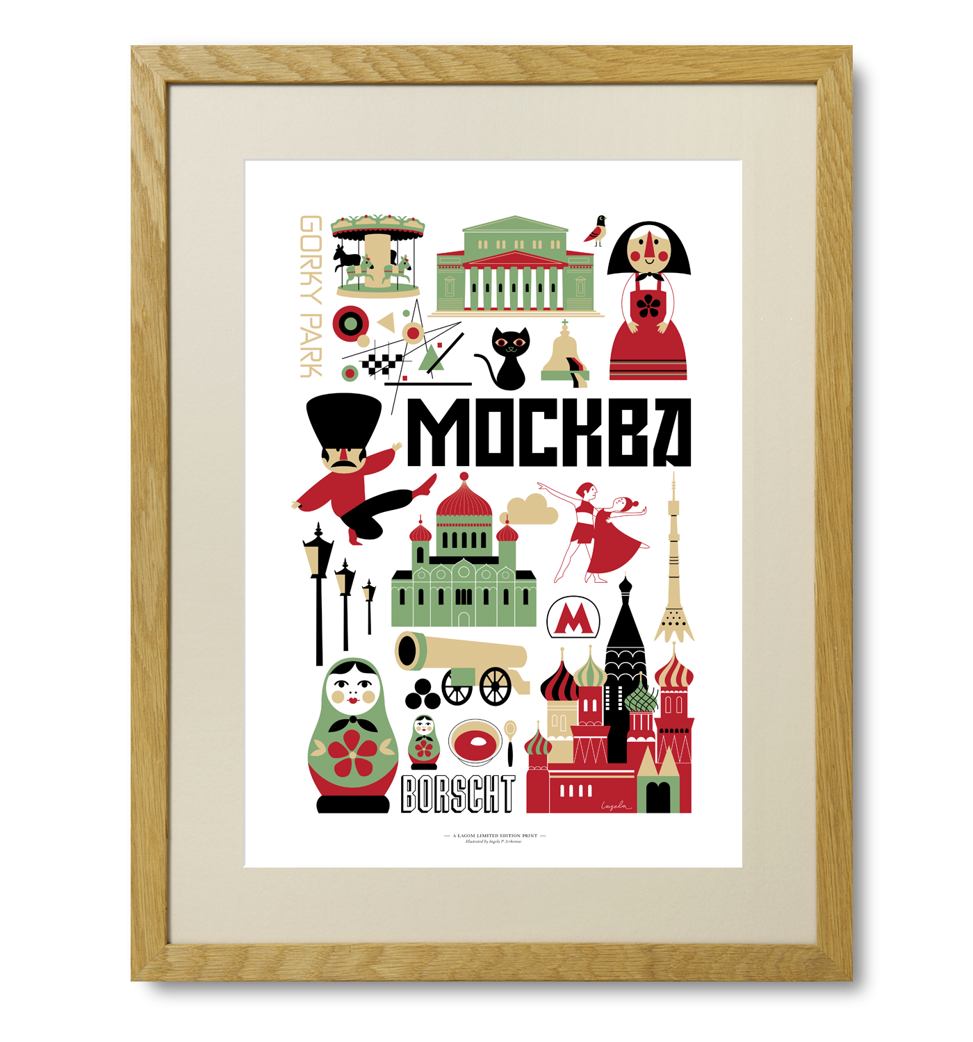 【Lagom design】 都市柄アートプリント　MOSCOW（モスクワ）額なし