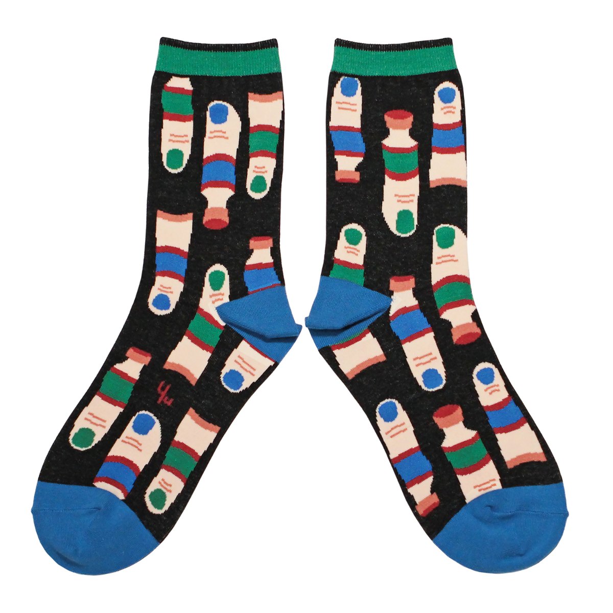 【Yu Square】コットンソックス Fingerpaint（black）