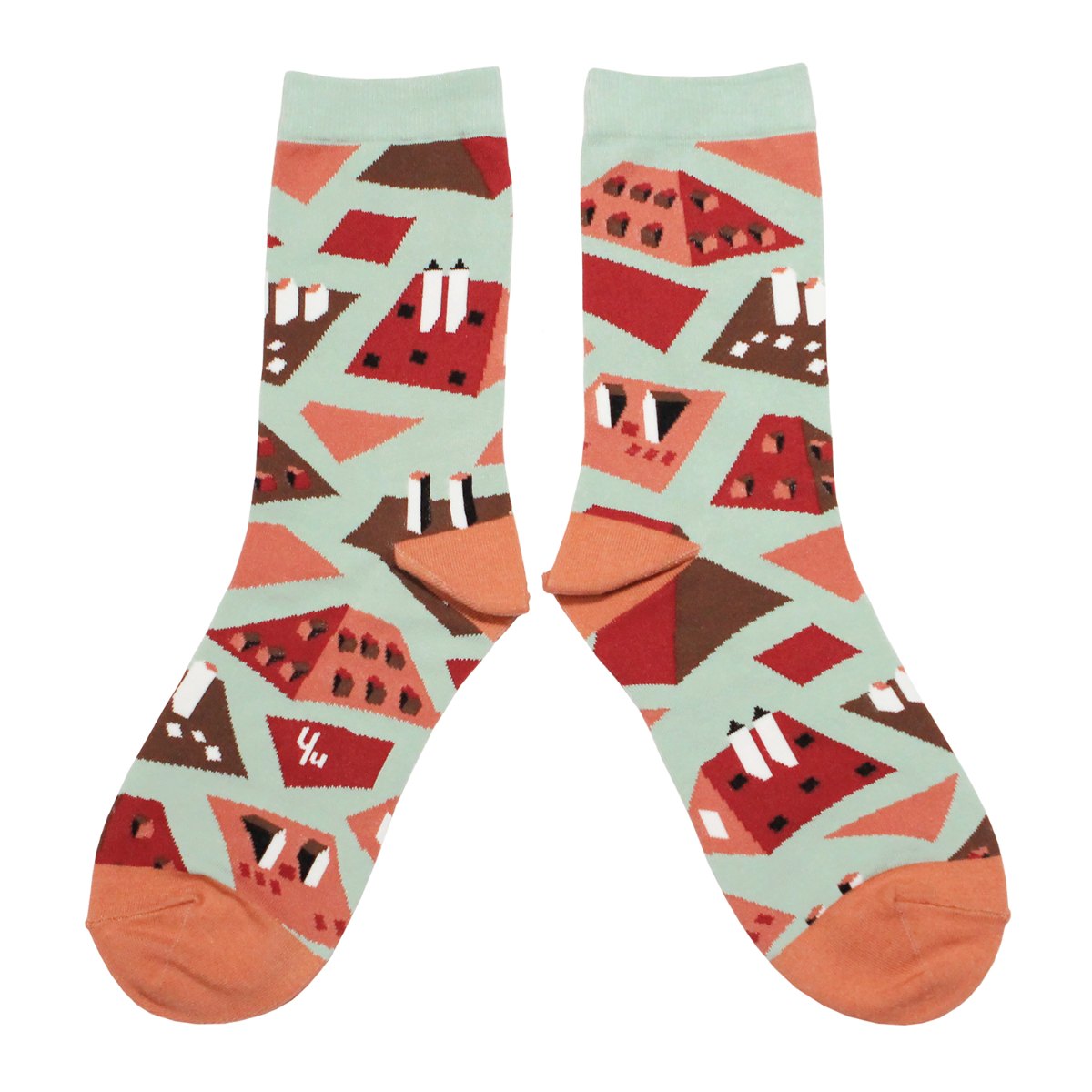 【Yu Square】コットンソックス Rooftops（celadon）