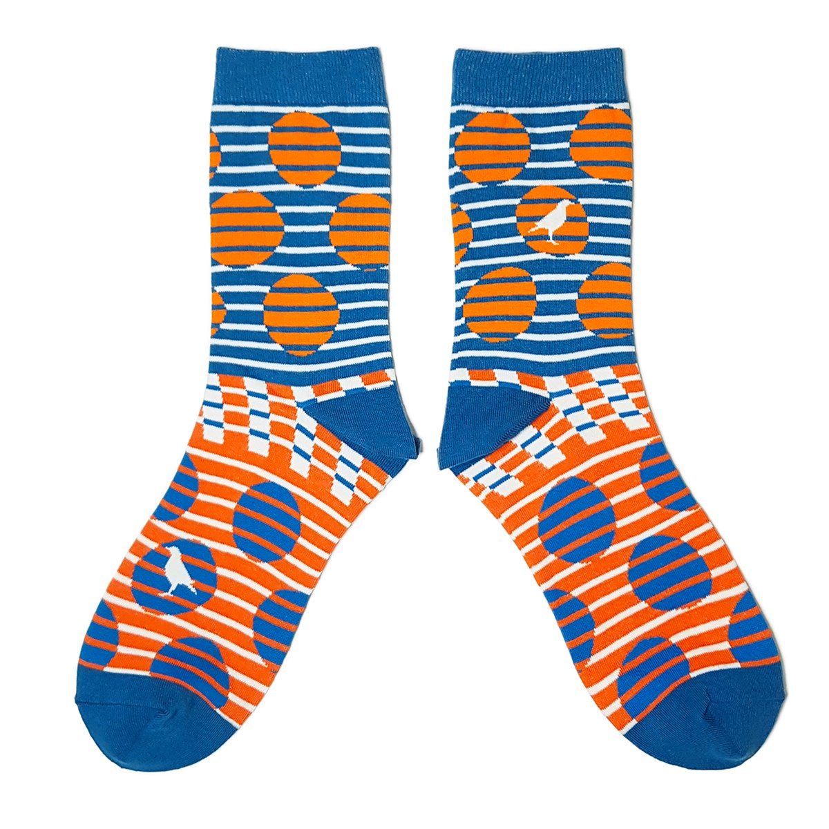 【Yu Square】コットンソックス Striped Dots（blue/orange）