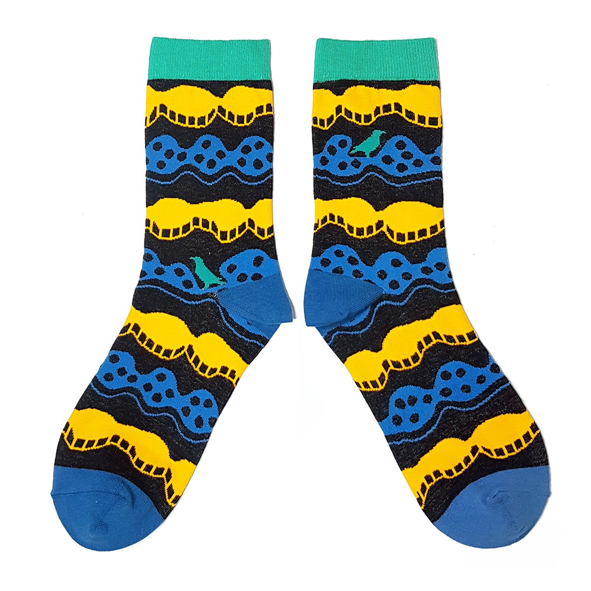 【Yu Square】コットンソックス Wave（black）