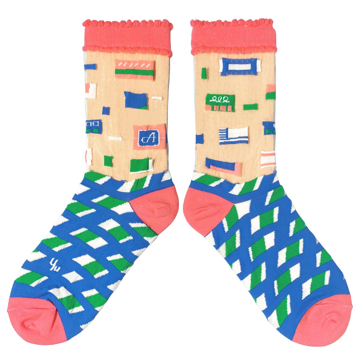 【Yu Square】シースルーソックス Scraps（coral）