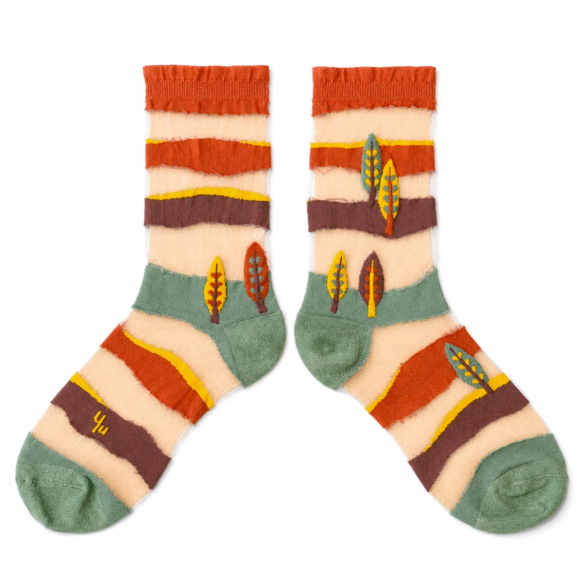 【Yu Square】シースルーソックス Wilderness（burnt orange）