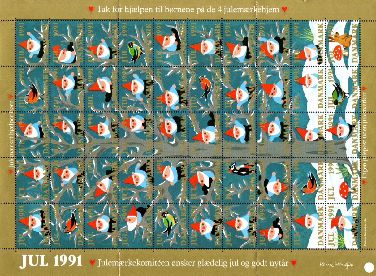 北欧デンマーク クリスマスシール（1991年／1シート50枚）