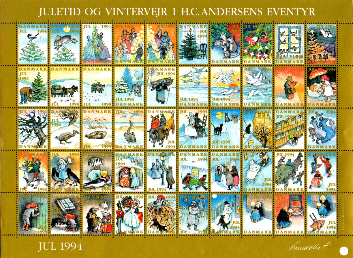 北欧デンマーク クリスマスシール（1994年／1シート50枚）