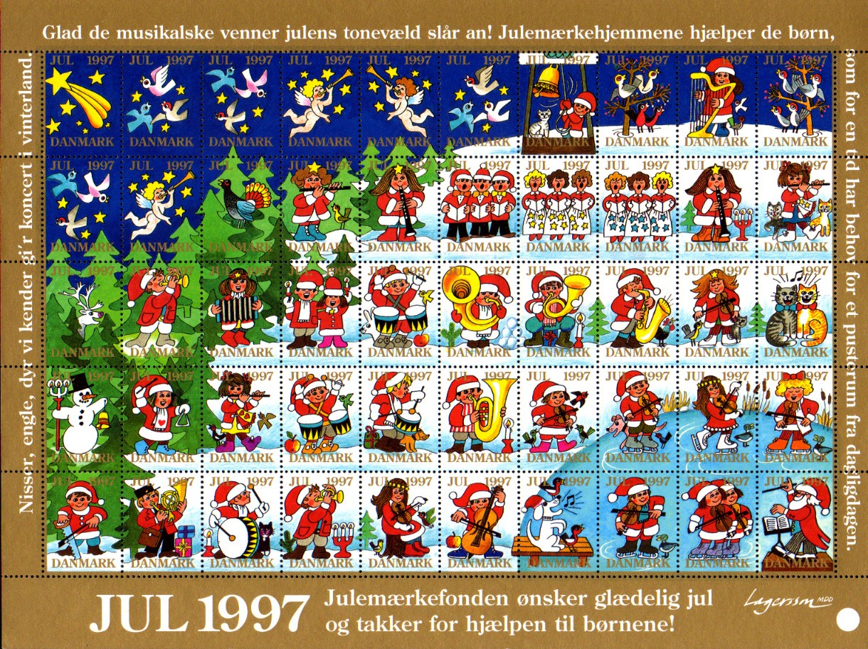 北欧デンマーク クリスマスシール（1997年／1シート50枚）