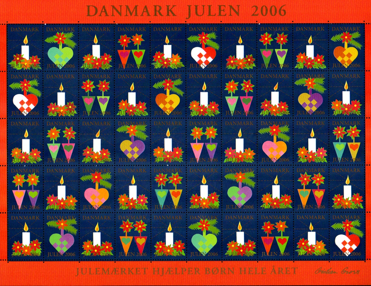 北欧デンマーク クリスマスシール（2006年／1シート50枚）