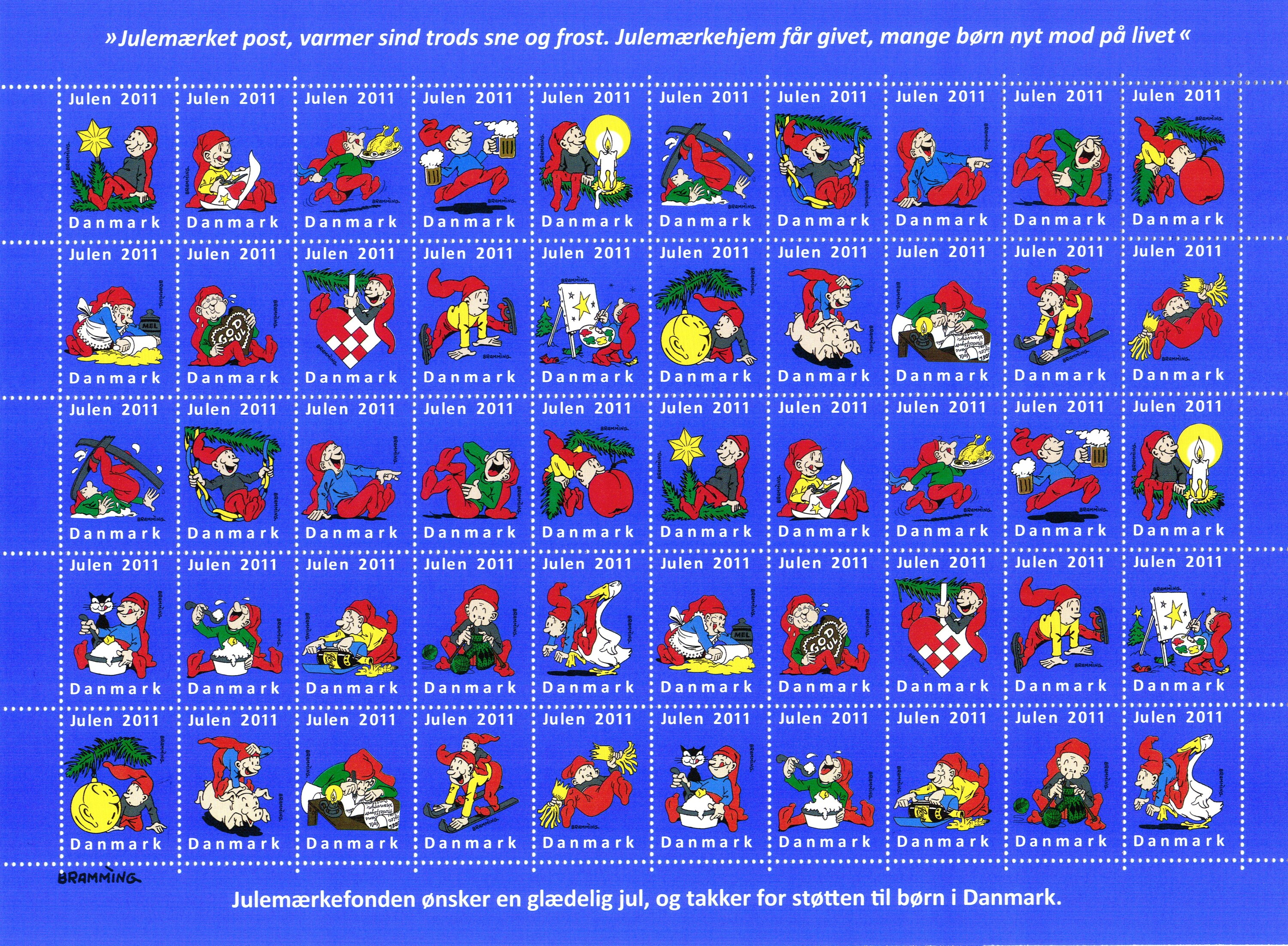 北欧デンマーク クリスマスシール（2011年／1シート50枚）