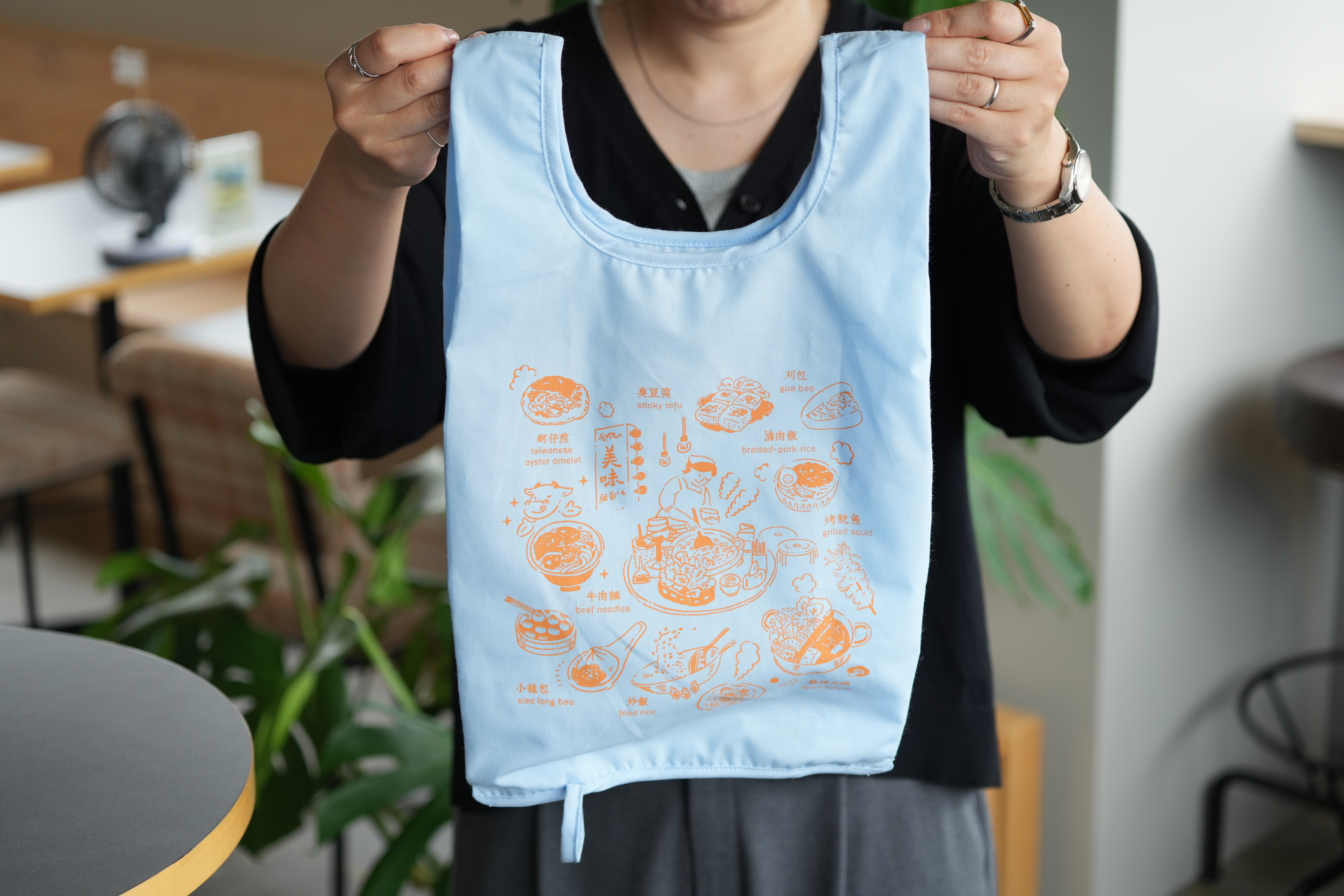 【印花楽/in Blooom】エコバッグ（S）：おいしい台湾軽食 / オレンジブルー