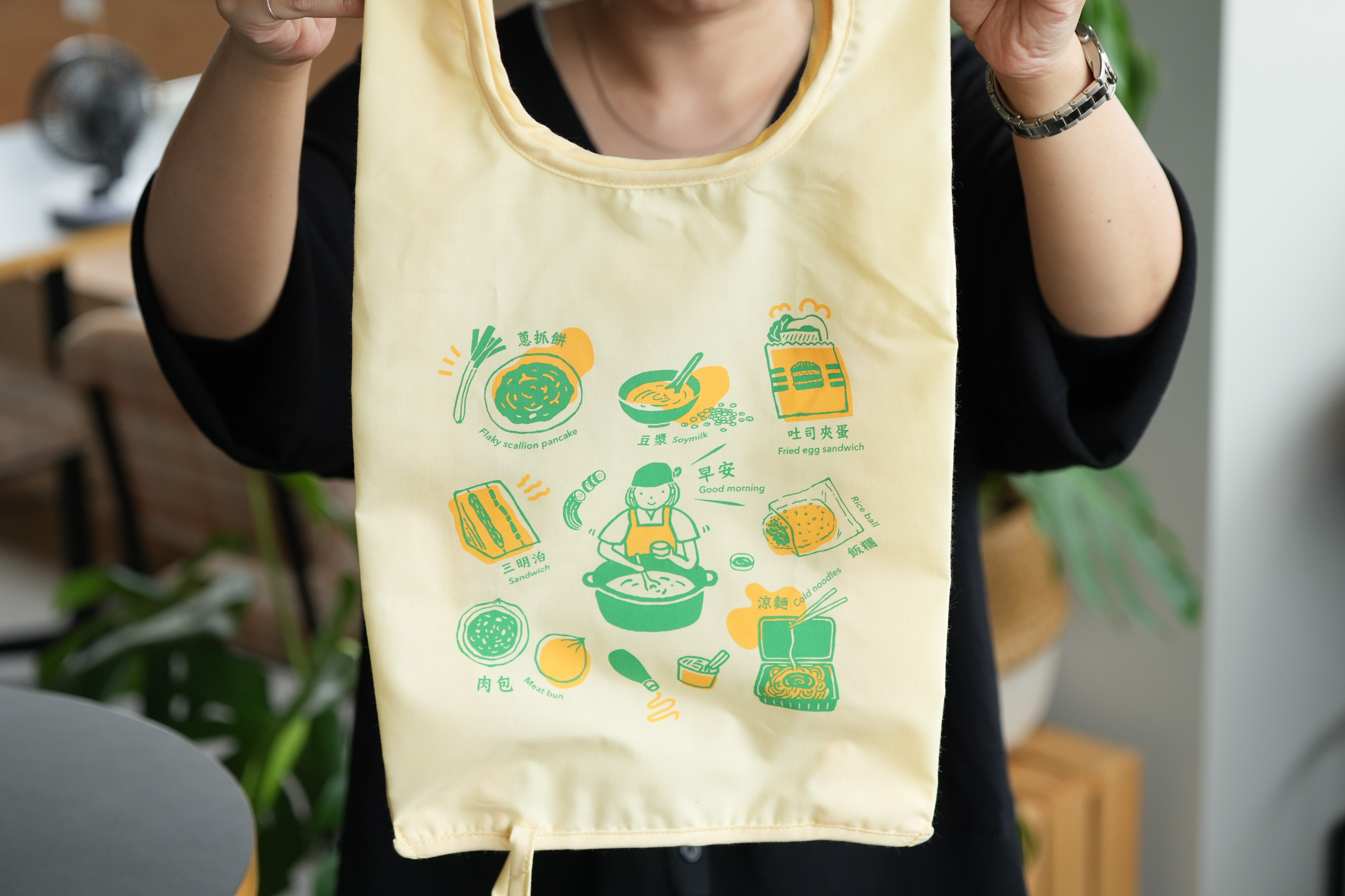 【印花楽/in Blooom】エコバッグ（S）：台湾式朝ごはん / ヘルシーグリーン