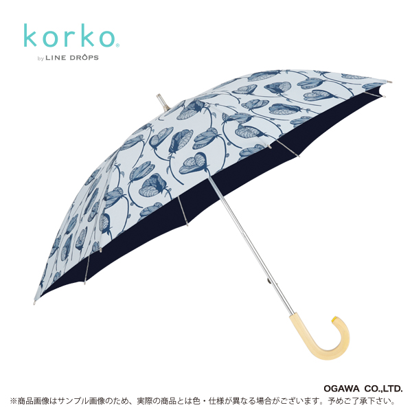 【korko】ショートスライド晴雨兼用日傘　ラインフラワー