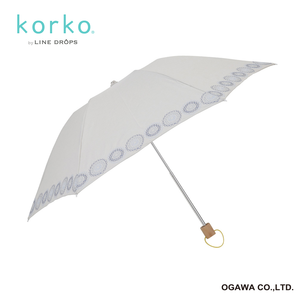 【korko】折りたたみ晴雨兼用刺繍日傘　サンシャイン　※廃番※